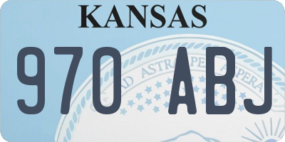 KS license plate 970ABJ