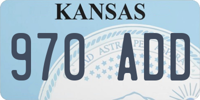 KS license plate 970ADD