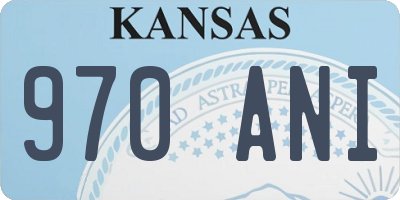 KS license plate 970ANI
