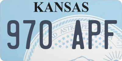 KS license plate 970APF