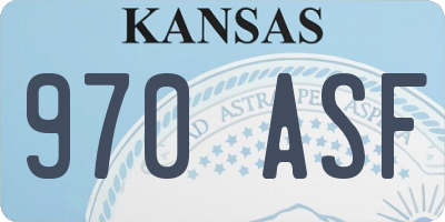 KS license plate 970ASF