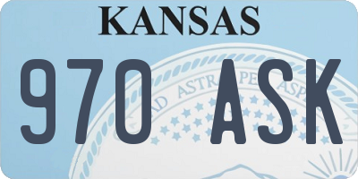 KS license plate 970ASK