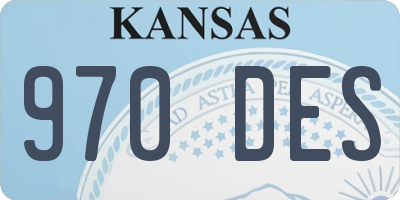 KS license plate 970DES