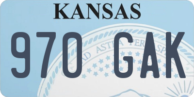KS license plate 970GAK