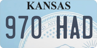 KS license plate 970HAD