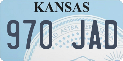 KS license plate 970JAD