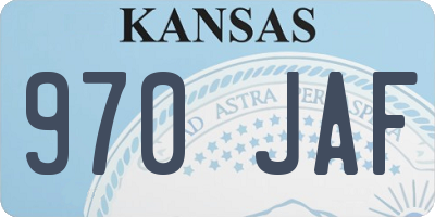 KS license plate 970JAF