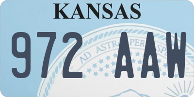KS license plate 972AAW