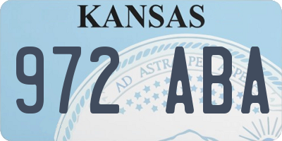 KS license plate 972ABA