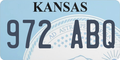 KS license plate 972ABQ