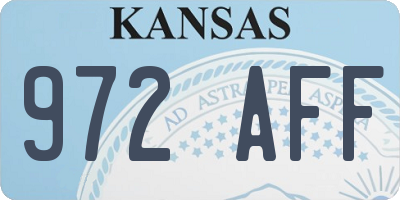 KS license plate 972AFF