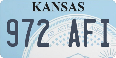 KS license plate 972AFI