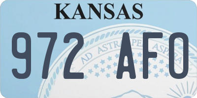 KS license plate 972AFO