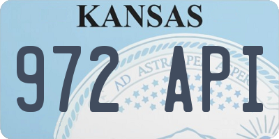 KS license plate 972API