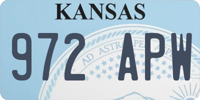KS license plate 972APW