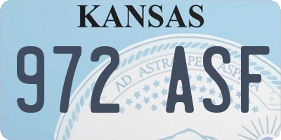 KS license plate 972ASF