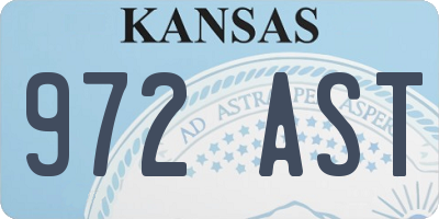 KS license plate 972AST
