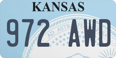 KS license plate 972AWD
