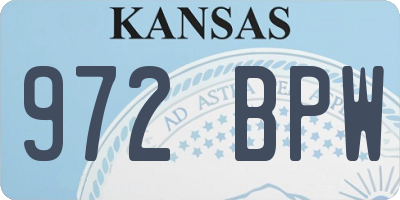 KS license plate 972BPW