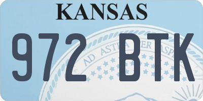 KS license plate 972BTK