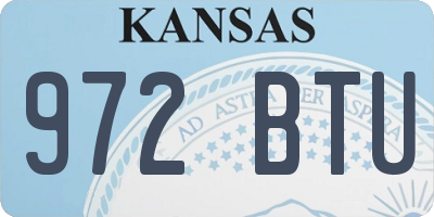 KS license plate 972BTU