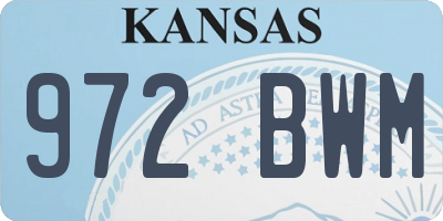 KS license plate 972BWM