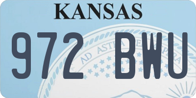 KS license plate 972BWU