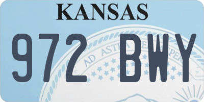 KS license plate 972BWY