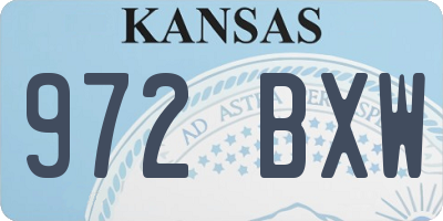 KS license plate 972BXW