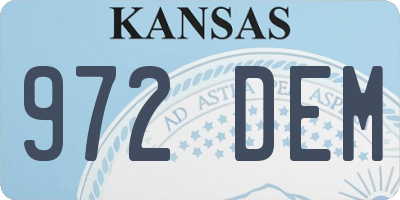KS license plate 972DEM