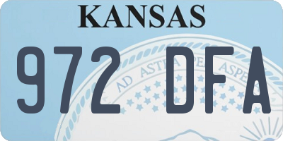 KS license plate 972DFA
