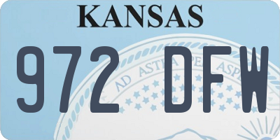 KS license plate 972DFW
