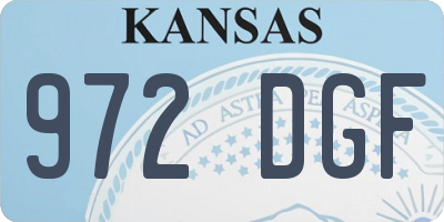 KS license plate 972DGF