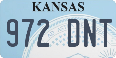 KS license plate 972DNT