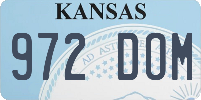 KS license plate 972DOM