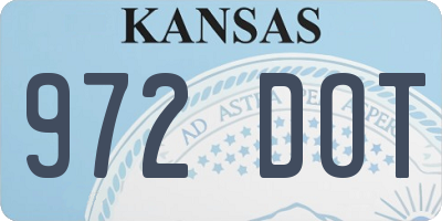 KS license plate 972DOT