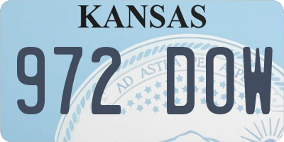 KS license plate 972DOW