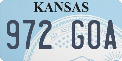 KS license plate 972GOA