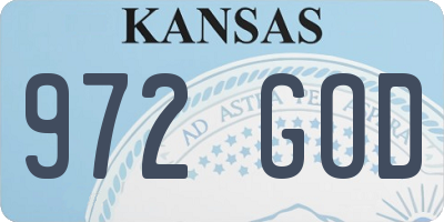 KS license plate 972GOD