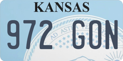 KS license plate 972GON