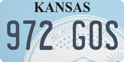 KS license plate 972GOS