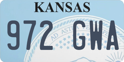KS license plate 972GWA