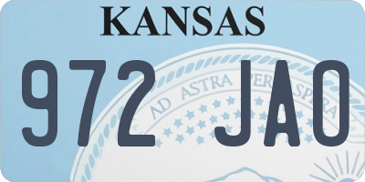 KS license plate 972JAO