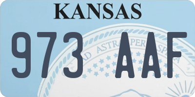 KS license plate 973AAF