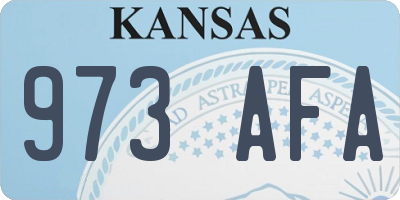 KS license plate 973AFA
