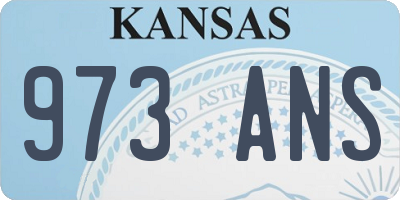 KS license plate 973ANS