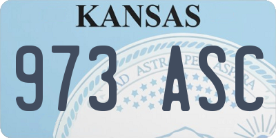 KS license plate 973ASC