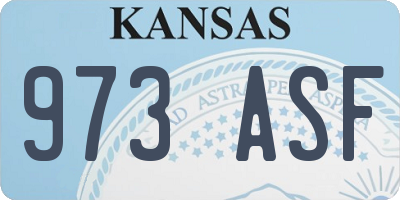 KS license plate 973ASF