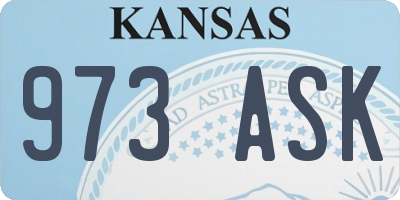 KS license plate 973ASK