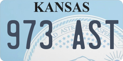 KS license plate 973AST